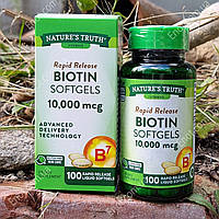 Биотин Nature's Truth Biotin Softgels 10.000 мкг 100 жидких гелевых капсул