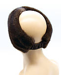 Жіноча хутряна пов'язка Тюрбан на голову норкова коричнева, фото 2
