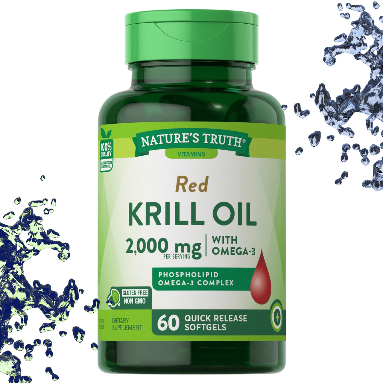 Жирні кислоти Nature's Truth Krill Oil 2000 мг на порцію (Масло Кріля) 60 гелевих капсул, фото 1
