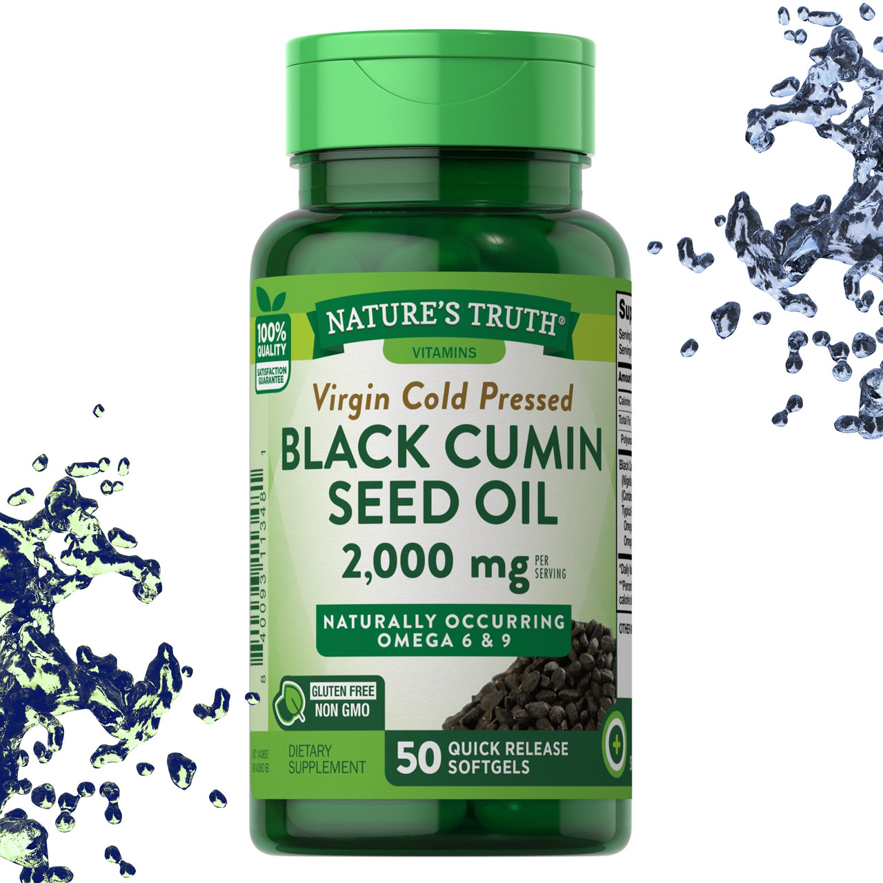 (Масло семен чорного кмину Nature's Truth Black Cumin Seed Oil 2000 мг на порцію 50 гелевих капсул, фото 1