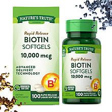 Біотин Nature's Truth Biotin Softgels 10.000 мкг 100 рідких гелевих капсул (терміни до 10.2023)
