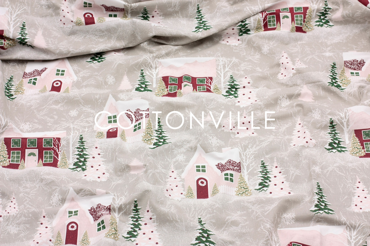 Ранфорс 240 см Зима бежевий фон