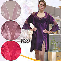 Атласная ночная сорочка и халат Ceren 1180 Фиолетовый, 44