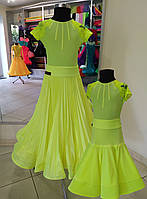 Плаття для бальних танців-бейсік,Trop.lime-geo+lyc (купальник+2юбки) з тканин фірм «Chrisanne» (Великобритані