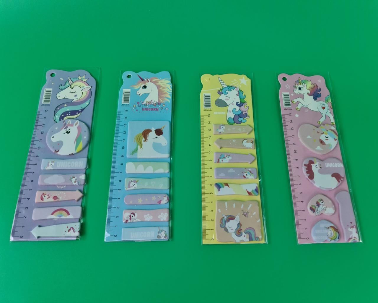 Блок для записів.проклеєний. кольоровий. "Єдиноріг" набір індекси+стикер на лійці No1118 (1 пачка), фото 1