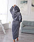 Махровий халат жіночий довгий лазневий халат сірий, фото 2