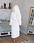 Махровий халат жіночий довгий банний халат молочний, фото 2