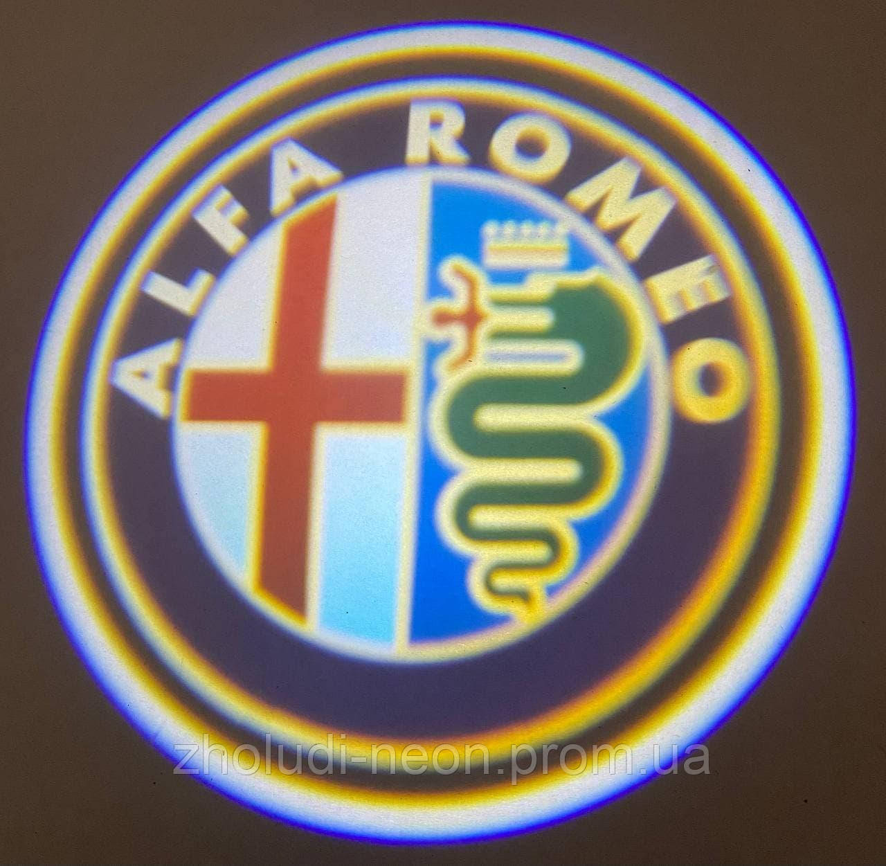 Логод на батарейках Alfa Romeo. Бездротове лого дверцята — Альфа Ромео. Lazer door logo.