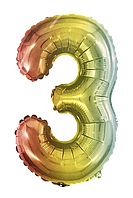 Фольгированная цифра КНР 32"(80 см) 3 омбре радуга