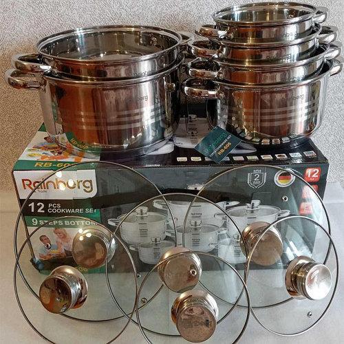 Набір із шести каструль для кухні Rainberg (12 предметів), фото 1