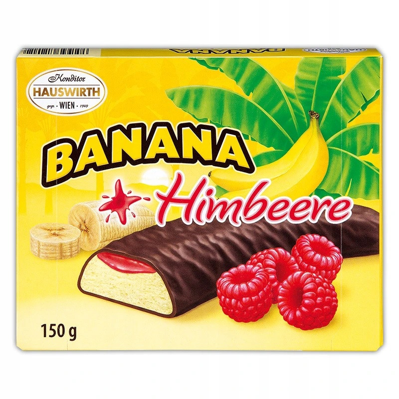 Цукерки Шоколадні Суфле Хаусвирт Банан і Малина Hauswirth Banana Himbeere 150 г Австрія (опт 3 шт)