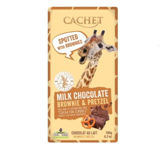 Шоколад Молочний Кашет з Брауні і Кренделями Cachet Milk Chocolate Brownie & Pretzel 180 г Бельгія (опт 5 шт)