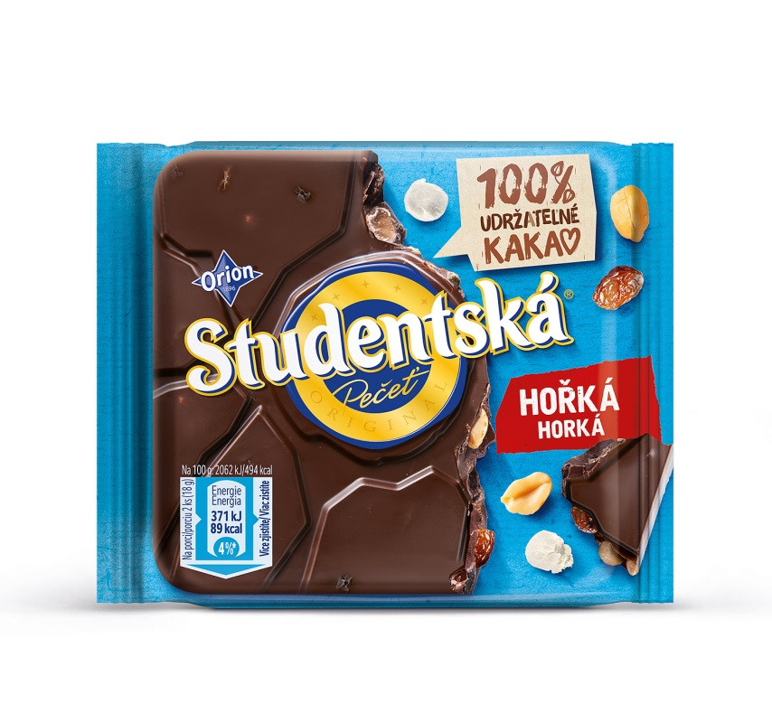 Шоколад Гіркий Студентська друк з Арахісом і Родзинками Studentska Pecet 90 г Чехія