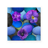 Декоративная стеклянная Плитка 3D для стен и пола Azure Stones Flower (Цветы и лазурные камни) 330