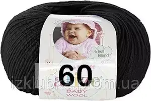 Пряжа Baby Wool Alize № 60 черный (еще +18 цветов) - фото 1 - id-p549711386