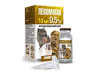 Капли Левомикан глазные 0,5% для кошек и собак 10мл Олкар