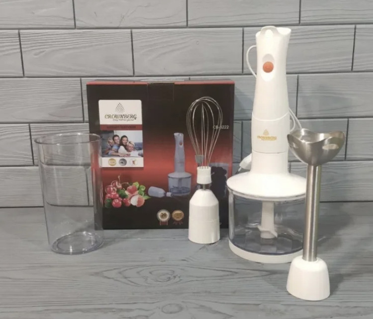 Блендер 4 в 1 Crownberg CB-6222 міксер подрібнювач вінчик чопер, фото 1