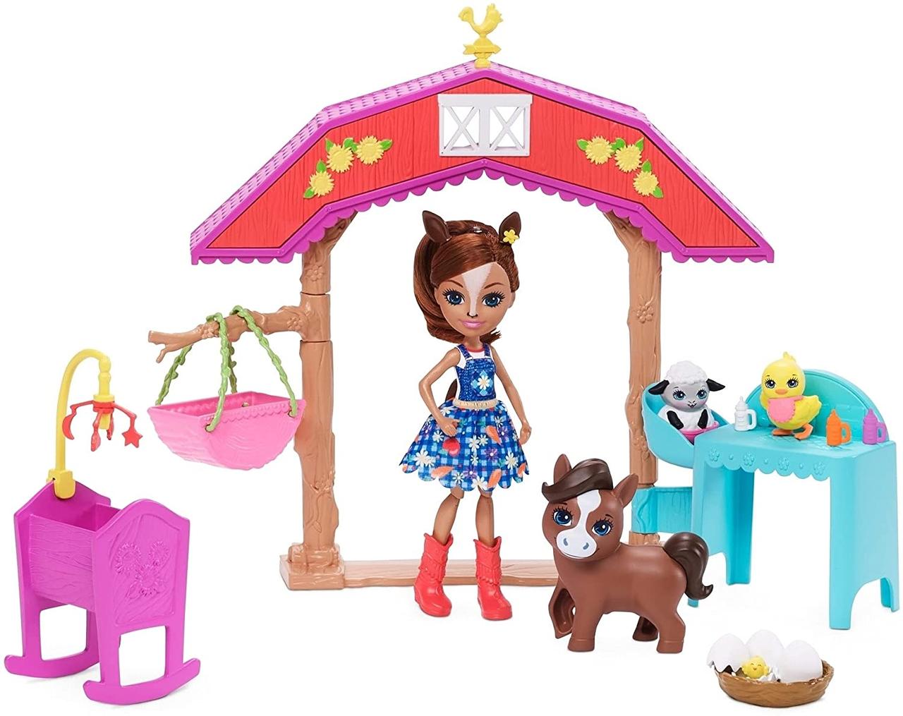 Ігровий набір Enchantimals дитячий садок для звірів Barnyard Nursery Playset with Haydie Horse Doll