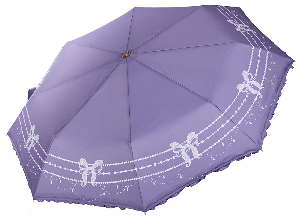 Бузковий зонтик з рюшами Три Слона ( повний автомат ) арт. L3818-12