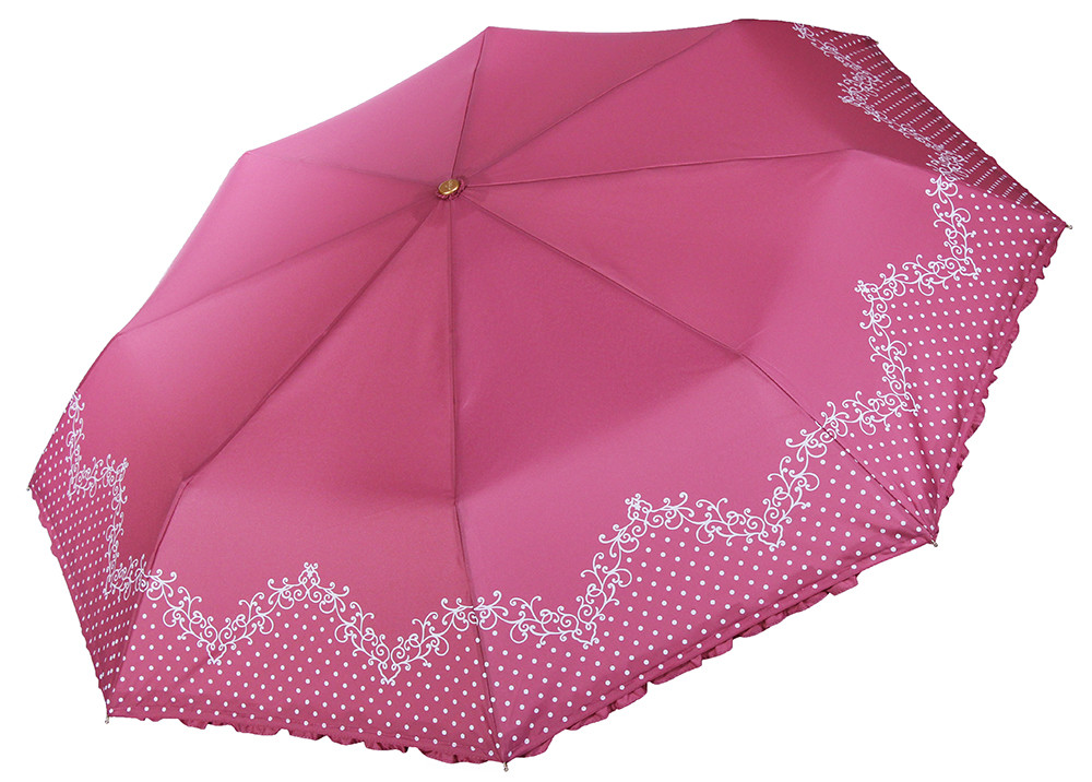 Рожевий зонтик з рюшами Три Слона ( повний автомат ) арт. L3818-15