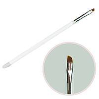 Кисть для геля скошенная (прозрачная ручка) №4 (кисточки для рисования, кисточки для моделирования, маникюрные