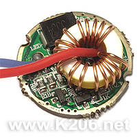 LED драйвер (стабилизатор тока) для фонариков на светодиодах CREE XML; Вход: 3,7-15V; Выход: 3,5V/2800mA