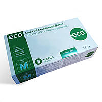 Перчатки смотровые латексные нестерильные б/п Latex PF Examination Gloves ECO р.М (100шт/уп.)