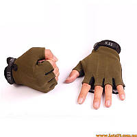Тактические перчатки без пальцев 5.11 Зеленые безпалые безпалки M, Снайперские перчатки