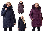 Жіноча зимова куртка великих розмірів з натуральною опушкою писця