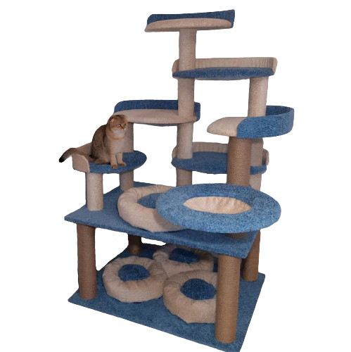 Великий ігровий котячий комплекс когтедралка з безліччю лежанок