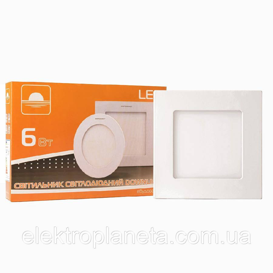 Світильник точковий врізний ЕВРОСВЕТ 6Вт квадрат LED-S-120-6 4200К