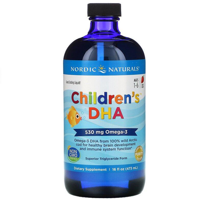 Nordic Naturals, children's DHA, полуниця, для дітей у віці від 1 року до 6 років, 530 мг, 473 мл