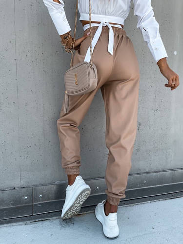 Женские брюки джоггеры экокожа теплые на флисе с карманами, Модные ...