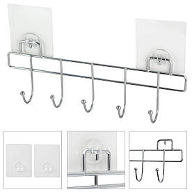 Вішалка з 5 гачками Besser 31.5х4.5х8.5см хромована з кріпленням "SMART STICKER" KM-0177