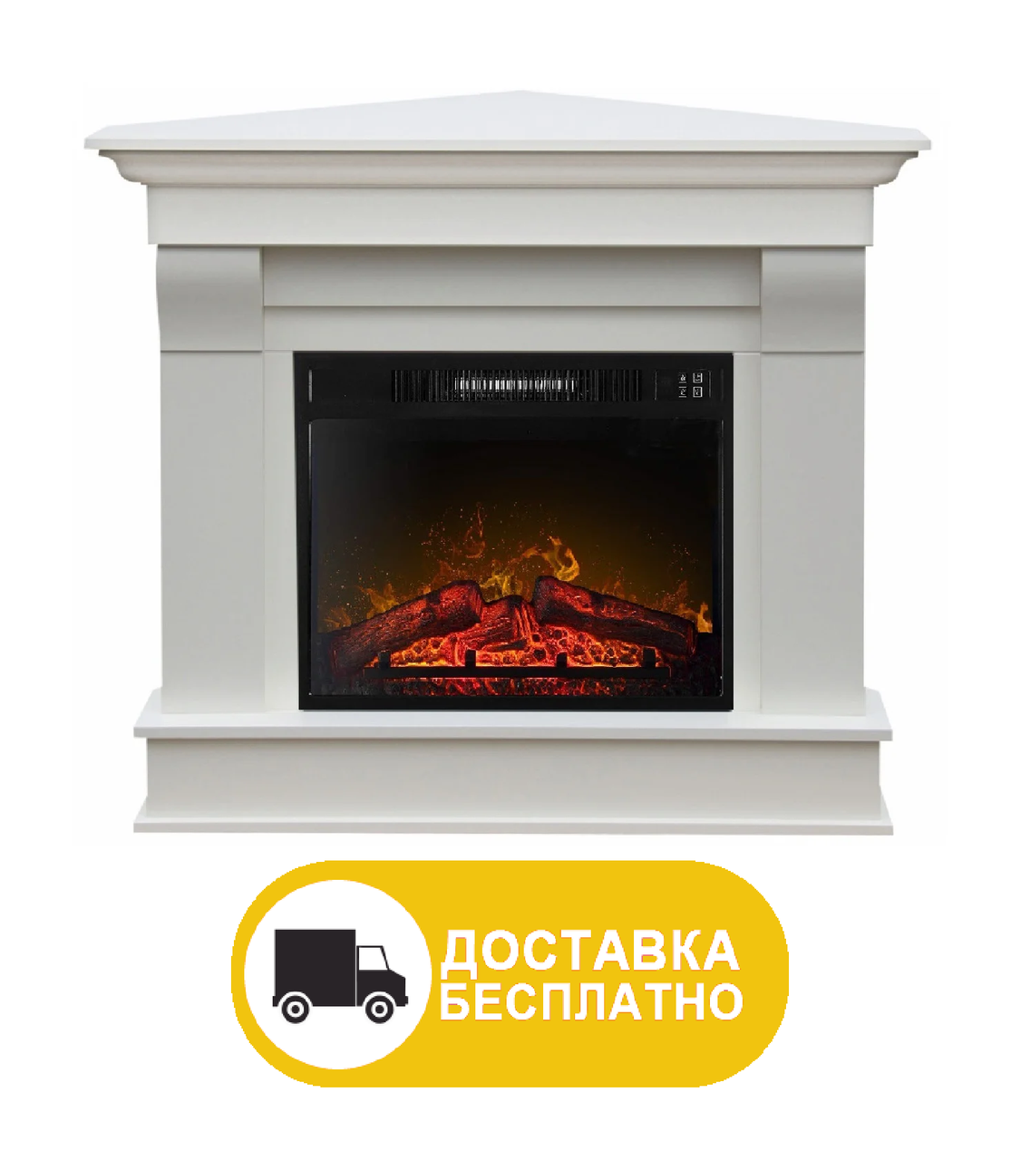 Камінокомплект кутовий ArtiFlame ALBION CORNER AF23 БІЛИЙ Б'ЯНКО. Електрокамін із кутовим порталом