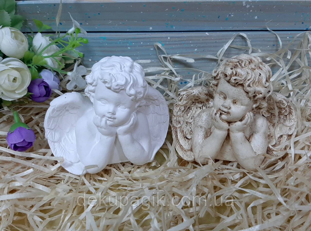 Статуетка з гіпсу Янголятко 10х8см, фото 1