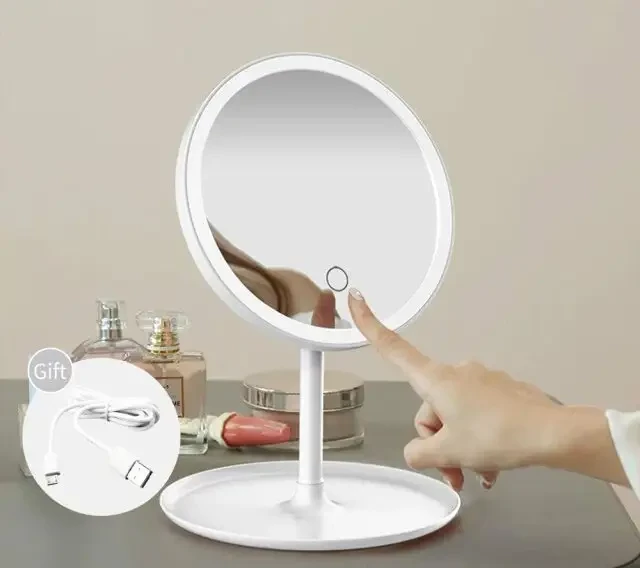 Косметичне дзеркало Supretto зі світлодіодним підсвічуванням настільне, білий (Арт. 7153-0001)