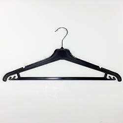 Тремпеля вішаки для одягу пластикові W-PY42 чорного кольору, довжина 420 мм