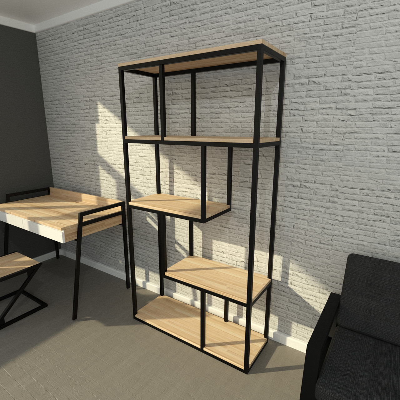 Loft стелаж для офісу з натурального дерева