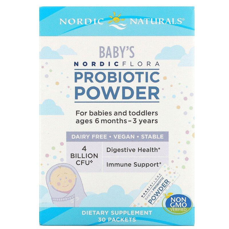 Nordic Naturals, Nordic Flora, порошок із пробіотиками для дітей від 6 місяців до 3 років,4 млрд КУО, 30 пакетиків