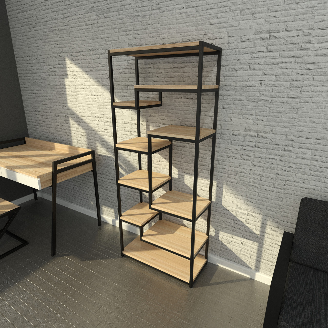Loft стелаж в офіс із натурального дерева