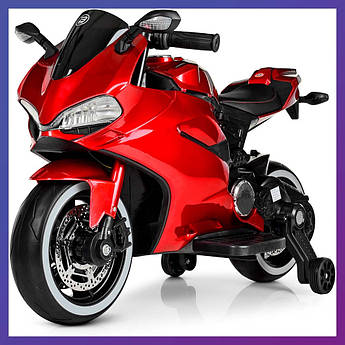 Дитячий електромотоцикл двоколісний на акумуляторі Ducati M 4104ELS-3 для дітей 3-8 років автопофарбування червоний