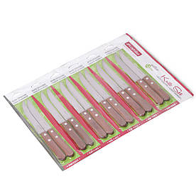 Набір ножів Kamille 12 предметів з нержавіючої сталі з дерев'яними ручками KM-5303