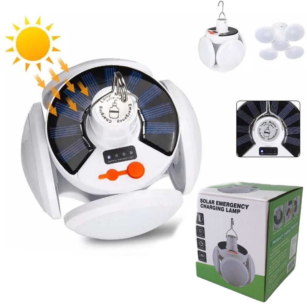 Ліхтар підвісний Лампа для кемпінгу акумуляторна LED з сонячною панеллю Camping Light з гачком яскравий, фото 1