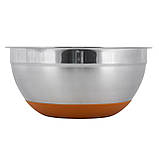 Миска Kamille KM-4349 24х11см Миска металева з силіконовим дном Миска з нержавіючої сталі, фото 2
