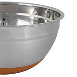 Миска Kamille KM-4349 24х11см Миска металева з силіконовим дном Миска з нержавіючої сталі, фото 4