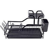 Сушарка для посуду Kamille 57,5х35х27,5 см з алюмінію з піддоном KM-0750, фото 8