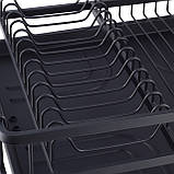 Сушарка для посуду Kamille 57,5х35х27,5 см з алюмінію з піддоном KM-0750, фото 10