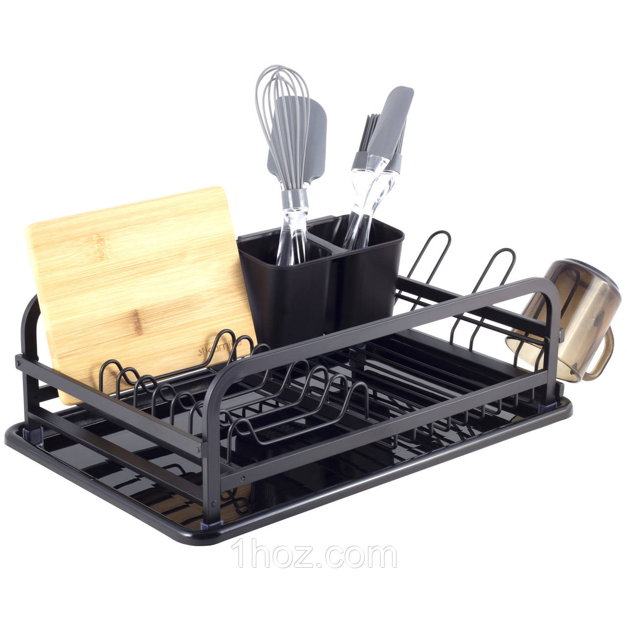 Сушарка для посуду Kamille 41х28х13,5 см з алюмінію з піддоном KM-0752, фото 1