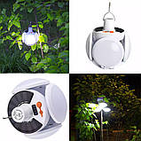 Ліхтар підвісний Лампа для кемпінгу акумуляторна LED з сонячною панеллю Camping Light з гачком яскравий, фото 4